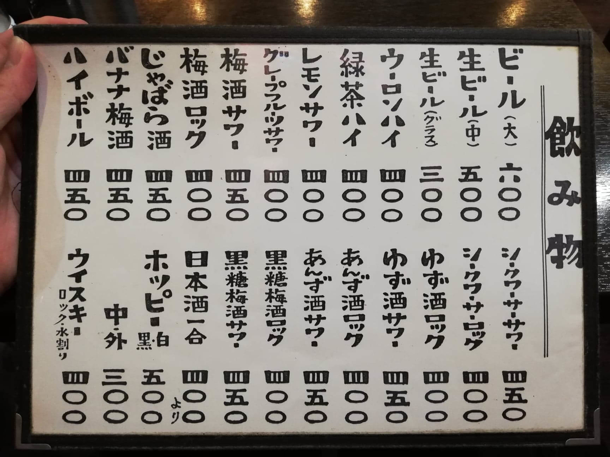 東池袋『伊東食堂』のメニュー表写真⑥