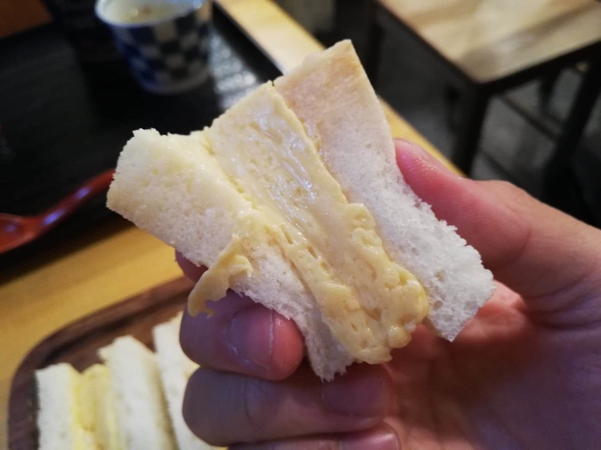 本川越『小江戸オハナ』の貴婦人の卵サンドのアップ写真
