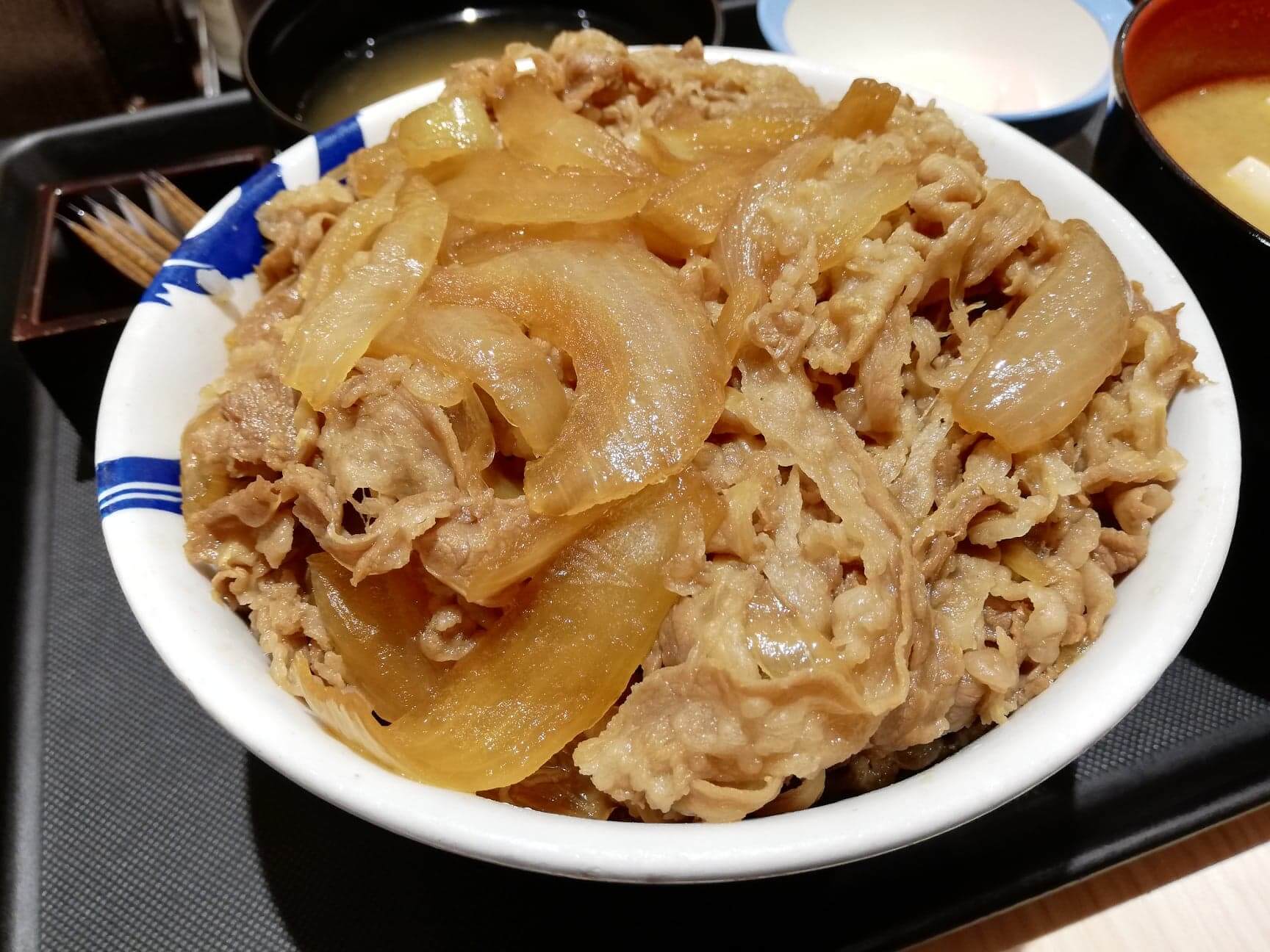 松屋の牛丼のアップ画像